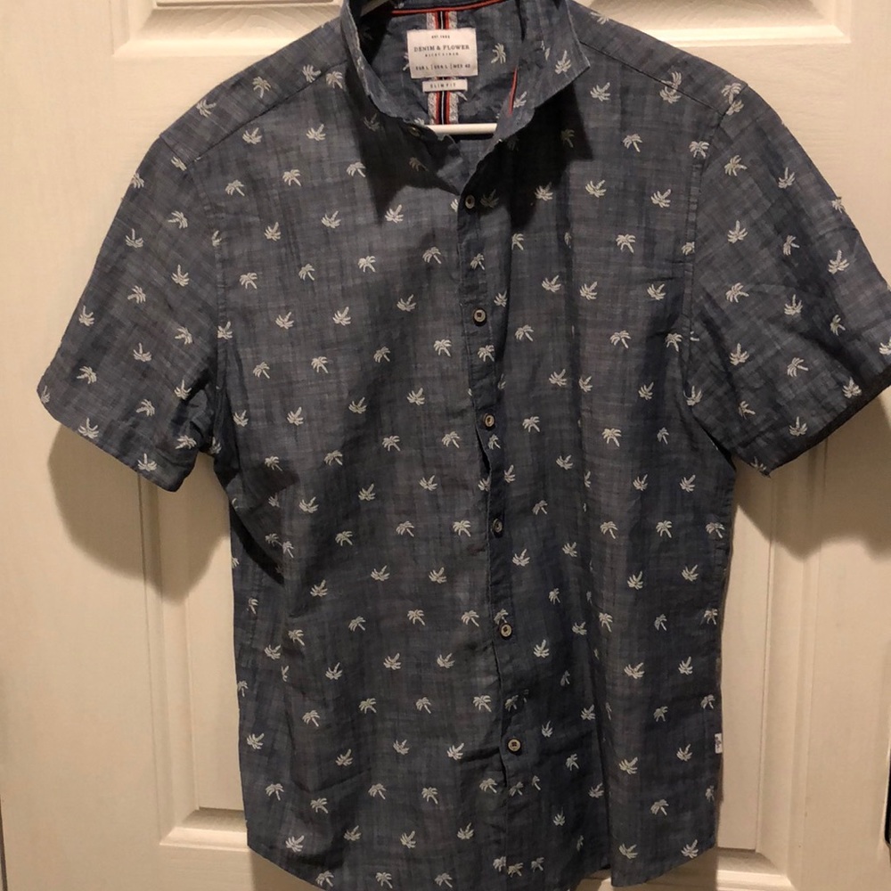 Denim and Flower button down shirt